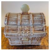 Cookie jar brush McCoy treasure chest.Crack
