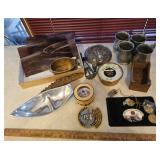 Box - brass plaque, stained glass, etc