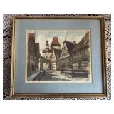 Signed litho - European village 14ï¿½x16ï¿½