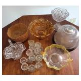 20 salts,  glass Dome, yellow glass, candy dishes