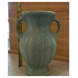 Green double handled vase McCoy 12in