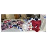 tub of Americana -banners, tablecloth, linen, etc.