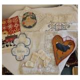Box of runners, doilies, baby booties