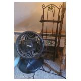 Metal toilet paper holder and fan