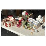 Christmas tin fence, older, wooden fence,