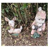 Concrete gnome and deer