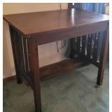 Oak library table with glass top - 34x24x29 tall