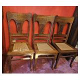 3 Oak liar back chairs