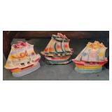 3 Carnival chalkware - ships
