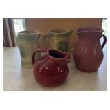4 Pottery pitchers some chipped