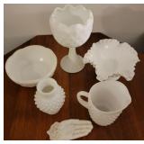 Milk glass mixed set.