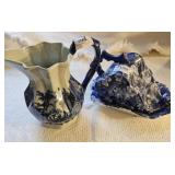 Pretty blue cheese keeper, pitcher