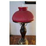 Red case glass table lamp