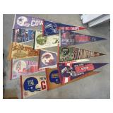 12 vintage pennants mostly football