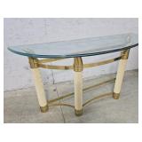 Brass and glass sofa table 60"19"29"