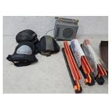 Knee pads, reflectors, radio