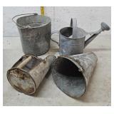 Galvanized bucket, watering can, grain scoop,