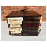 Groovy rotating 8 track tape holder full of 8