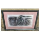 Artist signed mixed media art on paper approx