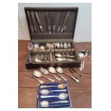 Vintage flatware in silverware chest