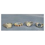 4 pretty sparkly sterling rings