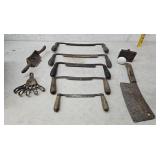 Draw shaves, meat cleaver, flag holder, etc