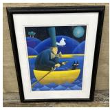 Whimsical Robin Hall framed print approx 22"x18"