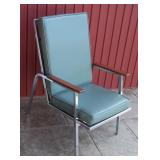 Mid Century Modern Chrome & Avocado Vinyl Hi-Back