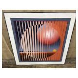 Patrice Breteau signed modernist painting on