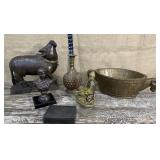 Sacred Bull, Buddhist statue, vase etc