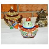 Lot of incense burners. One metal two pottery.