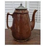 Bennington coffee pot with pewter top - hairline