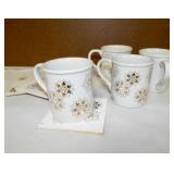 MCM White/Gold Snowflake Coffee Cups with tile