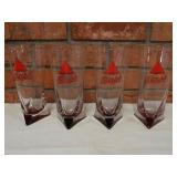Bass triangle base beer glasses, lot of 4