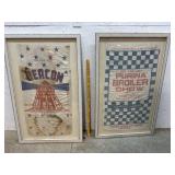 2 framed feed sac advertisements 29x46