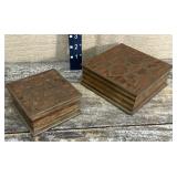 2 brass inlaid boxes