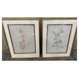 2 beautiful pressed flowers on handmade paper
