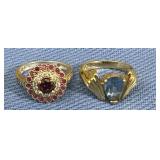 2 pretty sterling gemstone rings
