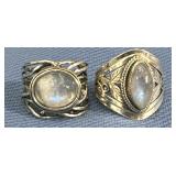2 sterling rings w/ moonstone