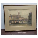 Signed View of Albi Cathedral and the Old Bridge