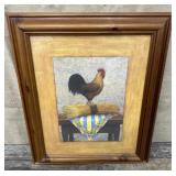 Framed J. Wiens rooster print approx 25"x20"