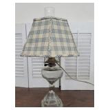 Converted oil lamp with shade and chimney