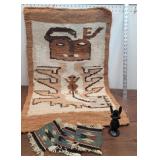 4 small Southwest rugs & piece of pottery