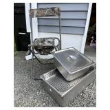 Hunters folding chair & stainless steel food,