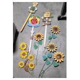 Wooden and metal flower and garden pics