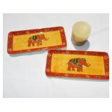 Pier 1 ceramic long elephant design candle