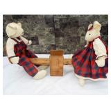 Vintage primitive style stuffed mouse boy & girl