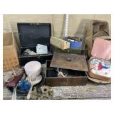 Box of barn finds - metal lock boxes *one with