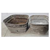 2 galvanized wash tubs