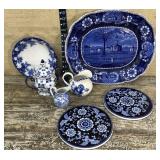 Stack of BEAUTIFUL blue & white China - the